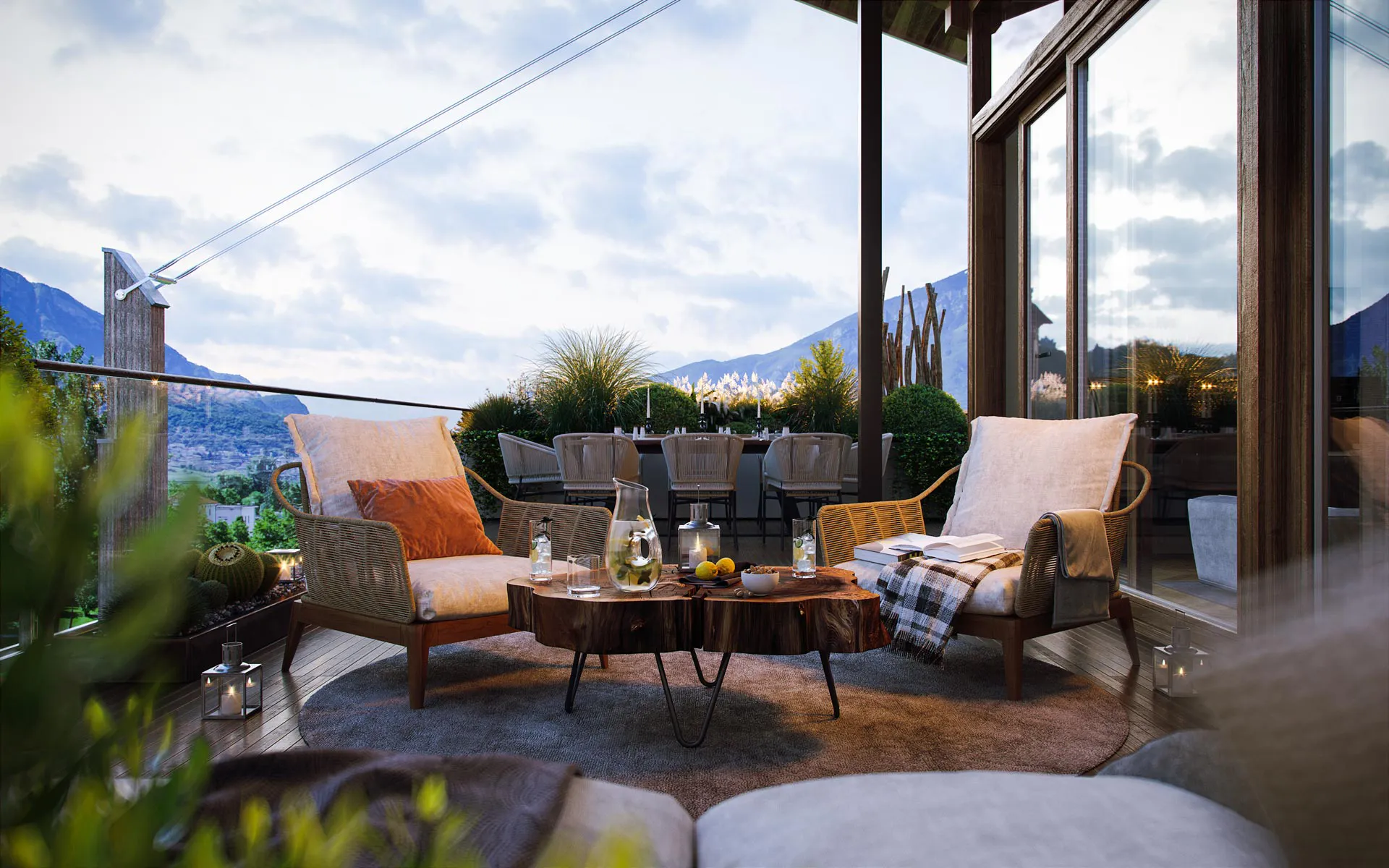 Terrazza con vista sulle montagne di Trento